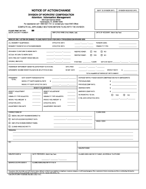 Florida Workers' Compensation Notice of Action/Change