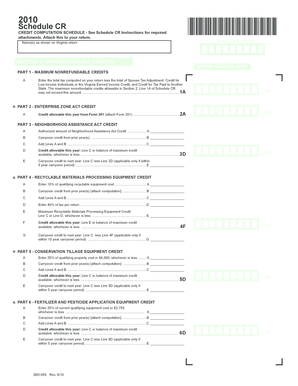 Virginia Schedule CR 2010