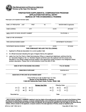 Firefighters Supplemental Compensation Program Application