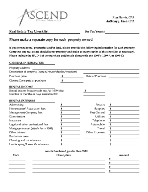 Real Estate Tax Checklist