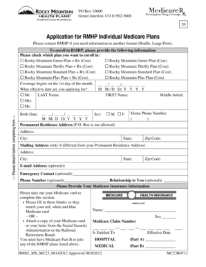 Application for RMHP Individual Medicare Plans