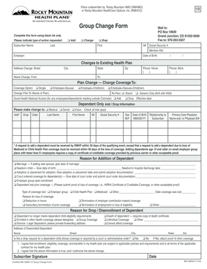 Rocky Mountain Health Plans Group Change Form