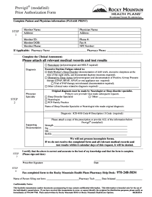 Provigil Modafinil Prior Authorization Form