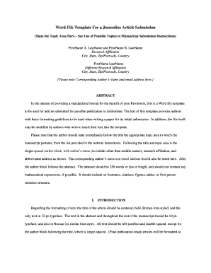 JoSSonline Article Submission Template