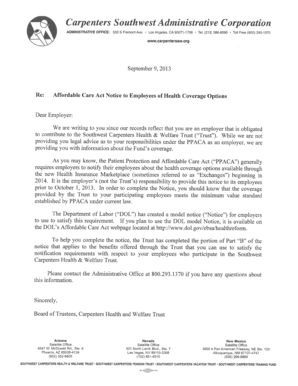 Health Insurance Marketplace Coverage Options Notice