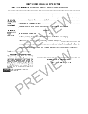 Irrevocable Stock or Bond Power