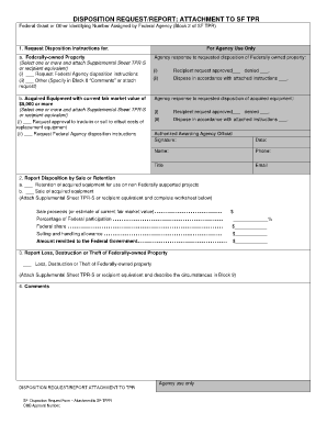 Disposition Request/Report Attachment to SF TPR