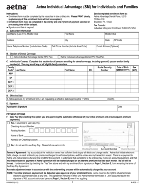 Aetna Individual Advantage Dental Enrollment Form