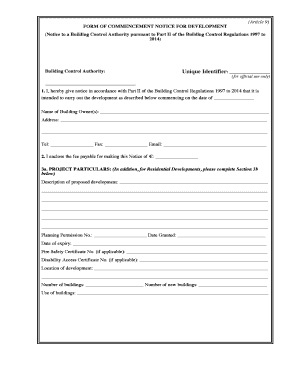 Commencement Notice for Development