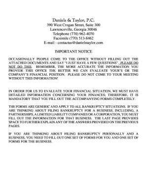 Bankruptcy Financial Information Form