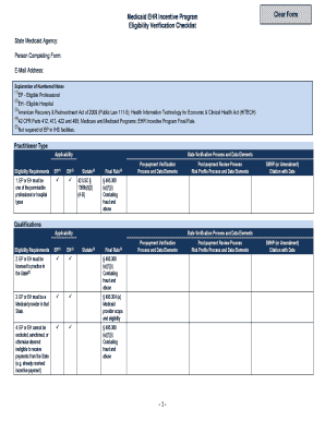 Medicaid EHR Incentive Program Eligibility Verification Checklist