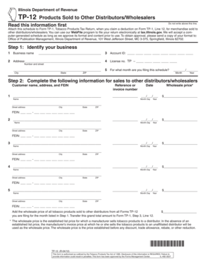 Illinois TP-12 Tobacco Products Tax Schedule