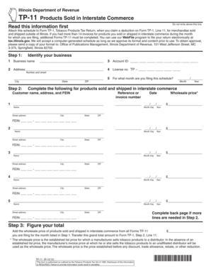 Illinois TP-11 Tobacco Products Tax Form