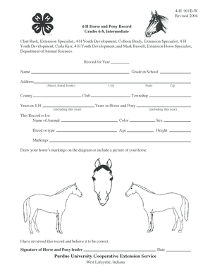 4-H Horse and Pony Record Form