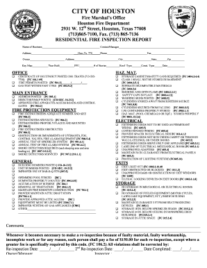 Residential Fire Inspection Report