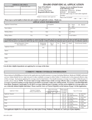 Idaho Individual Health Insurance Application