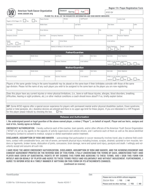 AYSO Coach Application and Waiver Form
