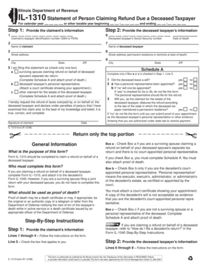 Illinois IL-1310 Statement of Person Claiming Refund Due a Deceased Taxpayer