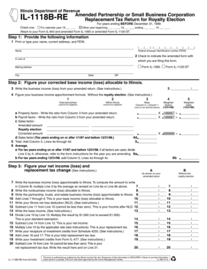 Illinois Amended Partnership or Small Business Corporation Replacement Tax Return