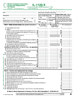 Illinois Amended Corporation Income Tax Form IL-1120-X