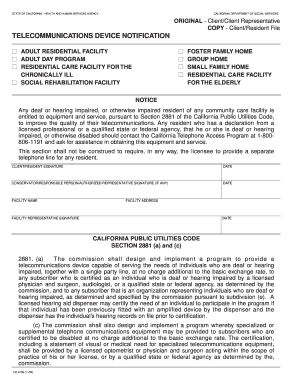 California Telecommunications Device Notification