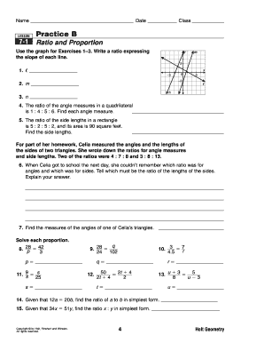 Lesson 7 1 Ratio And Proportion Answers Key Holt Geometry ...