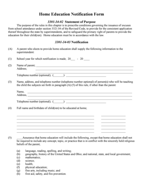 Ohio Home Education Notification Form