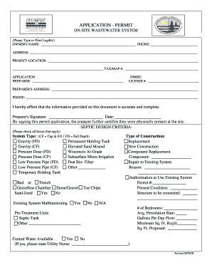 On-Site Wastewater System Permit Application