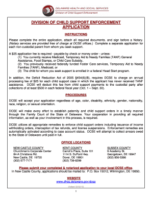 Delaware Child Support Services Application