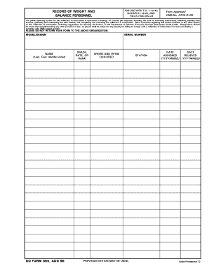 DD Form 365 Record of Weight