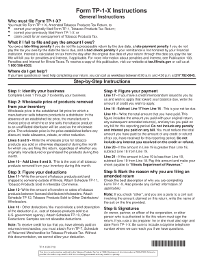 Illinois Amended Tobacco Products Tax Return