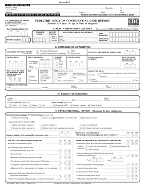 Pediatric HIV/AIDS Confidential Case Report