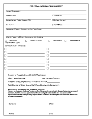 Proposal Information Summary