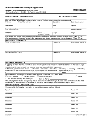Group Universal Life Employee Application