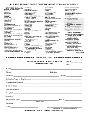 Delaware Disease Report Form