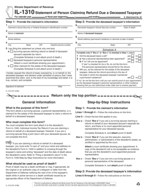 Illinois IL-1310 Statement of Person Claiming Refund Due a Deceased Taxpayer