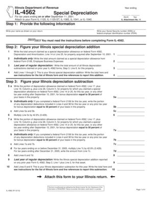 Illinois Special Depreciation Form IL-4562