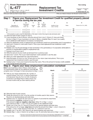 Illinois Replacement Tax Investment Credit Form IL-477