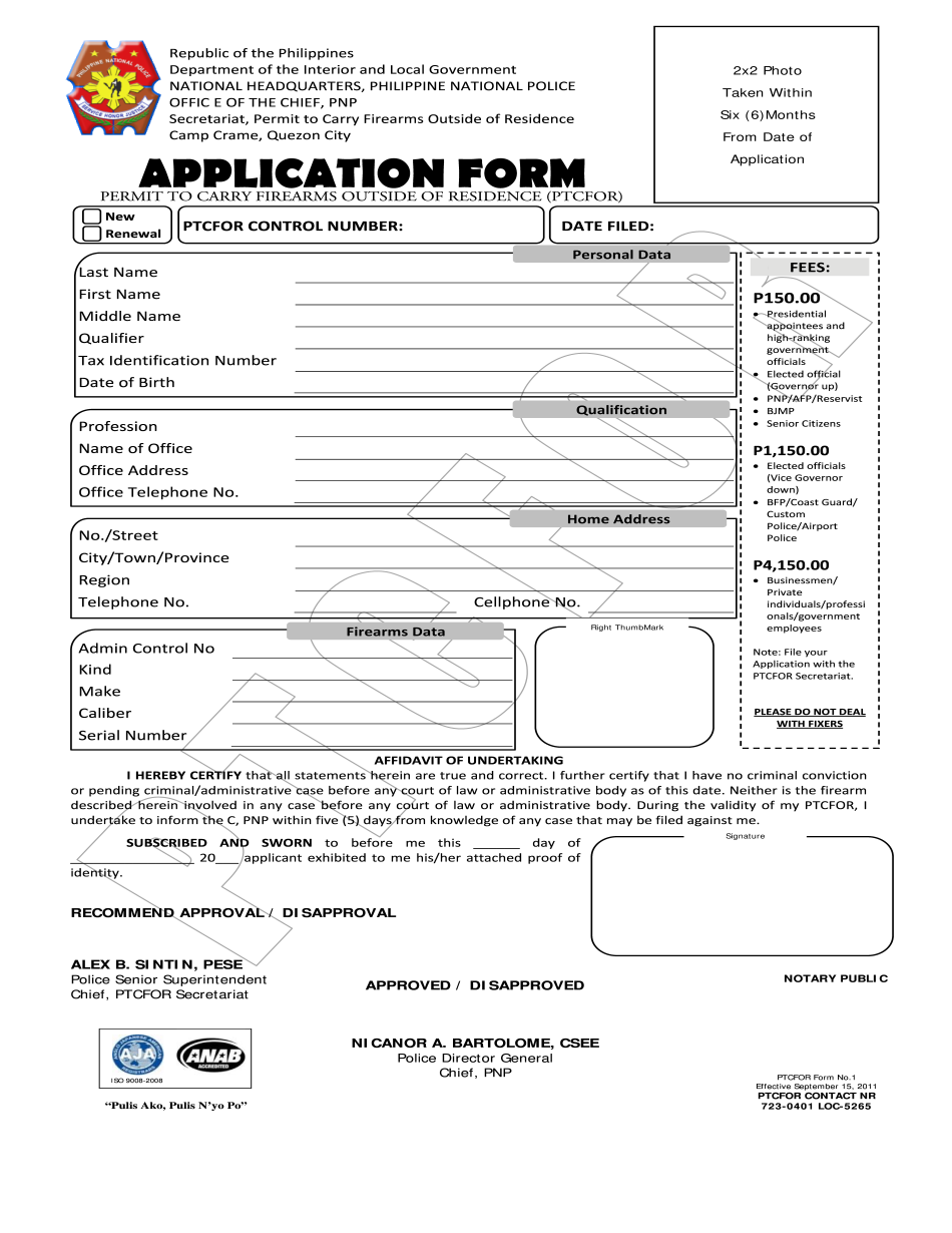 PTCFOR Application Form