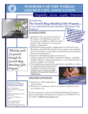 Growth Ring Matching Gifts Program Application