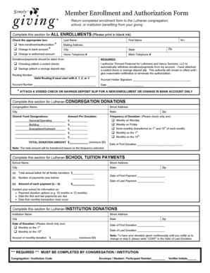 Thrivent Financial Lutheran Donation Enrollment Form