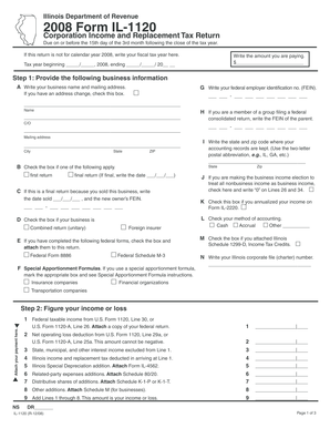Illinois Form IL-1120 Corporation Income and Replacement Tax Return