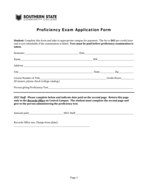 Proficiency Exam Application Form