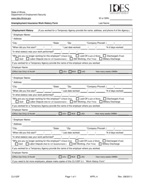 Illinois Unemployment Insurance Work History Form