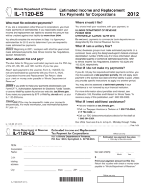 Illinois IL-1120-ES Tax Payment Form