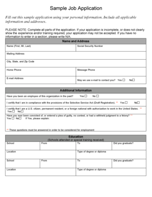 M-Sample Job Application