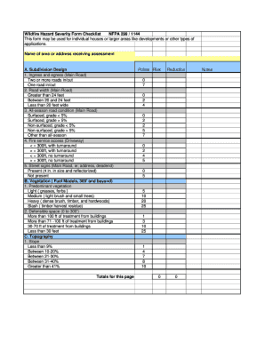 Wildfire Hazard Severity Form Checklist