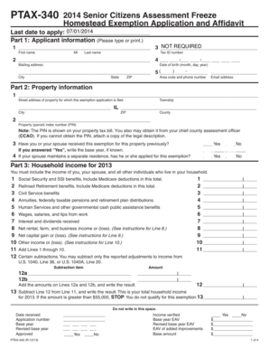 2014 Senior Citizens Assessment Freeze Homestead Exemption Application