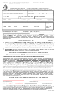 Toronto Police Reference Check Consent Form