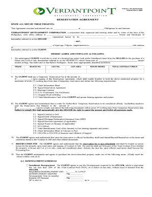 Philippines Real Estate Reservation Agreement